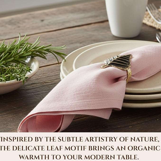 Set of 12 Rooster Napkin Rings for Farmhouse Decor | Premium Metal Leaf Dinnerware Napkin Holders | Thanksgiving, Christmas, and Easter Table Setting (Antique Gold) - ALPHA Living HOME
