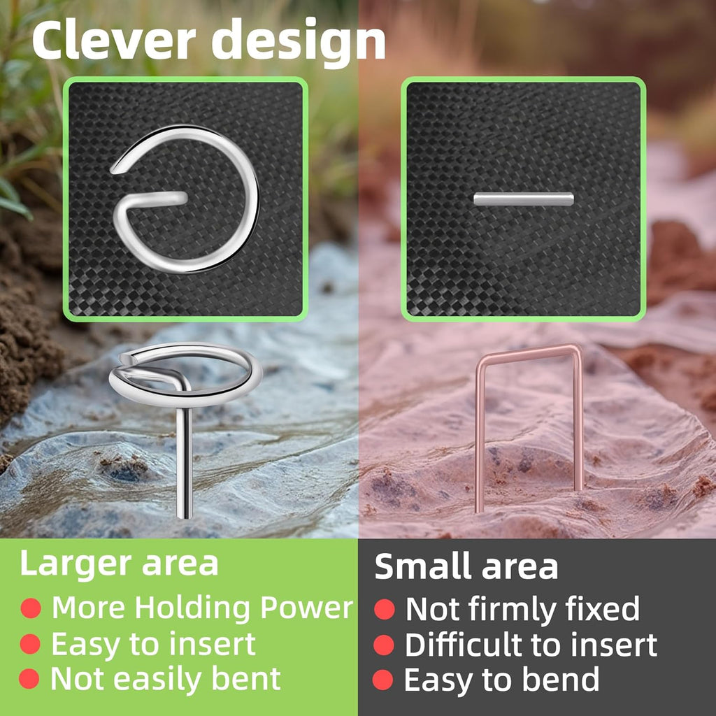 120Pcs Thick 8 Gauge 0.16 in Circle Top Landscape Fabric Pins Hard Holding,6 Inch Galvanized Landscape Fabric Stakes, for Tent, Weed Barrier Fabric, Plant Cover,Landscape Pins Stronger Not Easy Bend