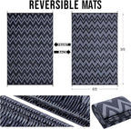 OLANLY Waterproof Outdoor Rug 6x9 ft Clearance, Reversible Outdoor Plastic Straw Rug, RV Mat, Indoor Outdoor Carpet for Patio, Camping, Balcony, Deck, Backyard, Black & Grey