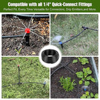 50FT 1/4 Inch Drip Irrigation Tubing with 5 Pack Push-to-Connect 1/4" Tee Connectors, Distribution Drip Line Hose & Universal Tee Fitting, for Drip Irrigation Parts or Drip System and Misting System