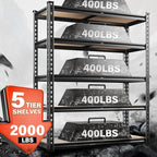 REIBII 72" H Garage Shelving 5 Tier Garage Storage Shelves 2000LBS Metal Storage Shelves Heavy Duty Shelving Storage Shelving Unit for Warehouse Pantry Basement Craft 72''*35.5''*11.8'' 2 Pack