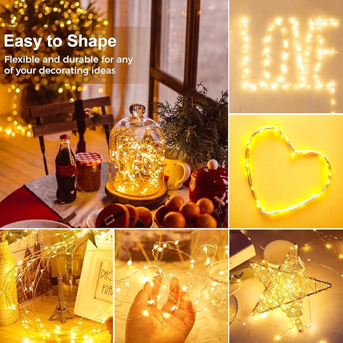 kolpop 30 Pack LED Fairy Lights Battery Operated, 7FT 20 LED Mini Twinkle String Lights Battery Powered Waterproof for Christmas Mason Jars Party (Cool&Warm)