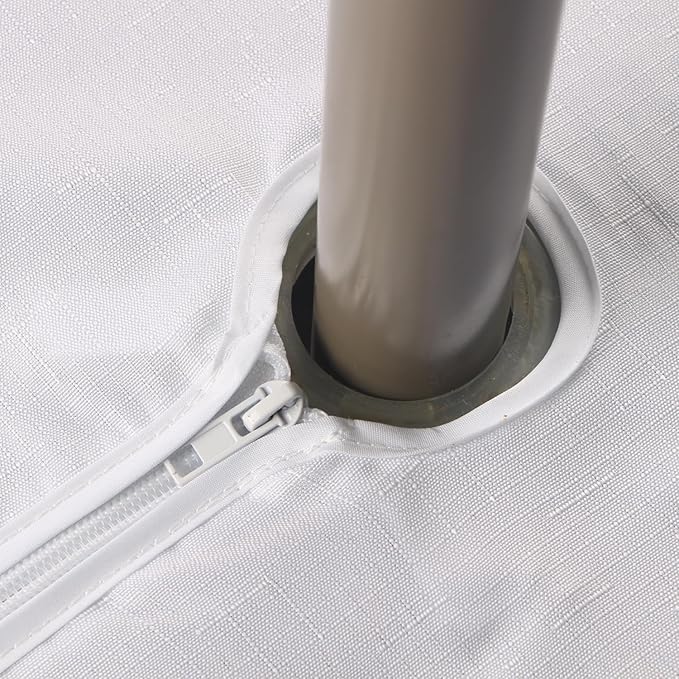 Outdoor Tablecloth Wrinkle-Free Stain Resistant Waterproof Polyester Fabric Table Cover with Zipper Umbrella Hole for Picnic/Party/Dinner/Patio Garden(70inch Round,Zippered,White)