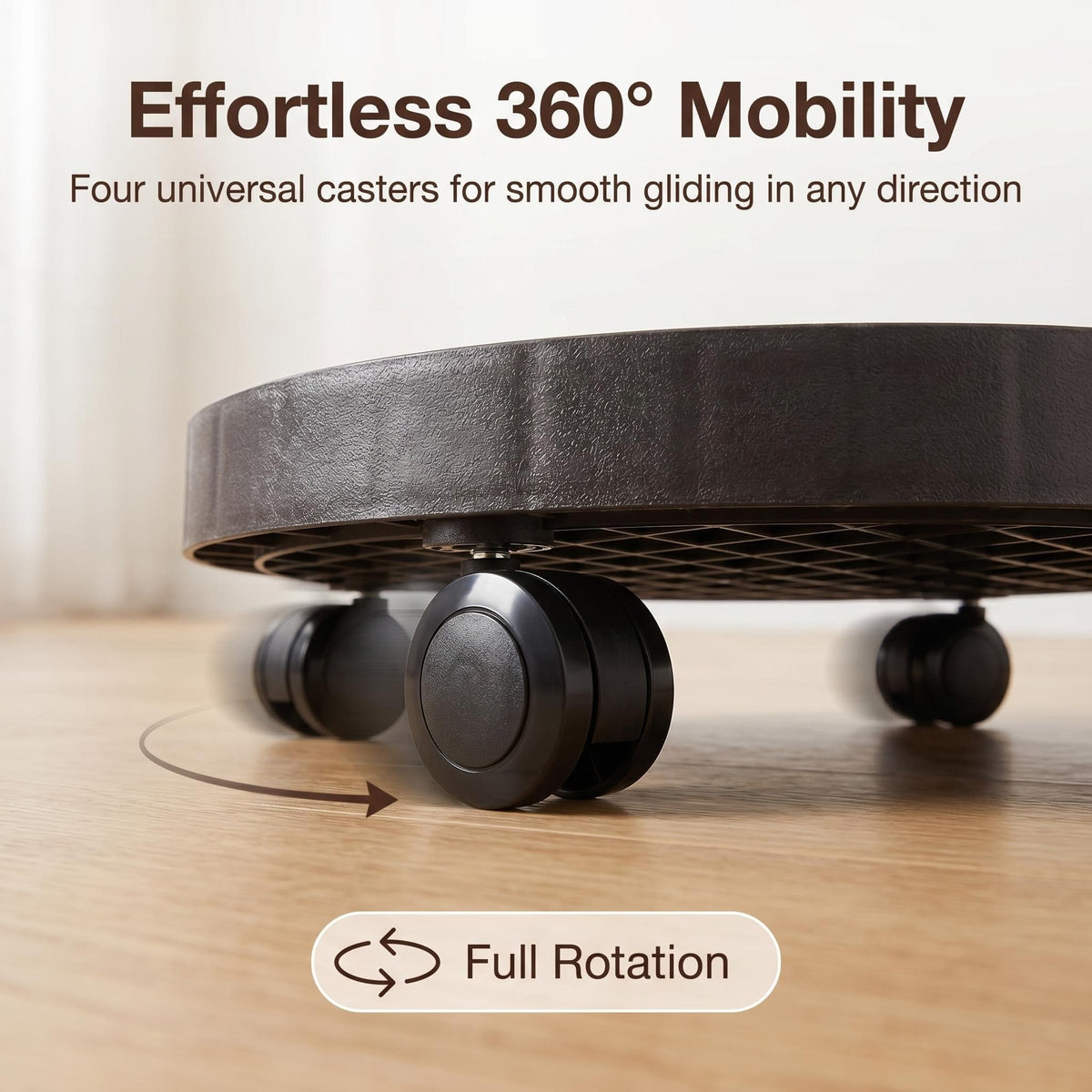 NAZKAEN 14.2 Inch Planter Caddies Rolling Saucer Caddy with Wheels, Heavy Duty Wheeled Stand for Potted Plant, Round Coaster Roller Base Tray with Casters, Flower Pot Dolly Holder for Indoor Outdoor