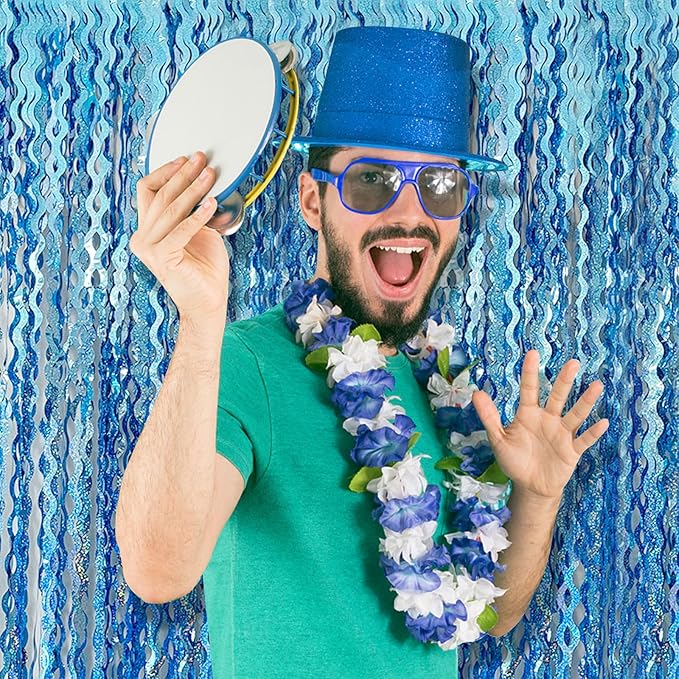 Tinsel Foil Fringe Curtains Wavy Backdrop for Parties Sparkle Metallic Wavy Foil Fringe Backdrop Curtain for Party Decorations Photo Booth Props for Birthday Graduation Wedding