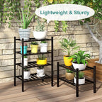 Black Small Shoe Rack for Entryway, 4-Tier Bamboo Shoe Organizer for Hallway Closet, Free Standing Shoe Racks for Indoor Outdoor