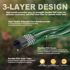 Garden Hose Leakproof for Gardener: 1/2” PVC Water Hoses with GHT Fittings - 25 FT No Kink and Flexible for Outdoor Watering