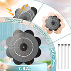 Yzert Solar Fountain Flower Shape-No Battery, Glass 3.5W Solar Water Fountain with 7 Nozzles & 4 Fixer Rods,Solar Fountain Pump for Bird Bath, Outdoor, Pool, Garden, Pond & Flower Pot