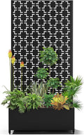 15.7"×70.9"×35.4" Metal Raised Garden Bed with Trellis and Wheels - Tall Trellis Planter Box for Climbing Plants, Vegetables & Vines - Outdoor Privacy Planters for Patio (Black-Square)