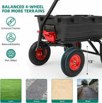1200lbs Garden Dump Cart,7 Cu.Ft Utility Wagon Cart with Hitch,Heavy Duty Yard Dump Wagon Wheelbarrows with 13" All Terrain Wheels & 2-in-1 Handle,Tow Behind for Lawn Mower Tractor ATV