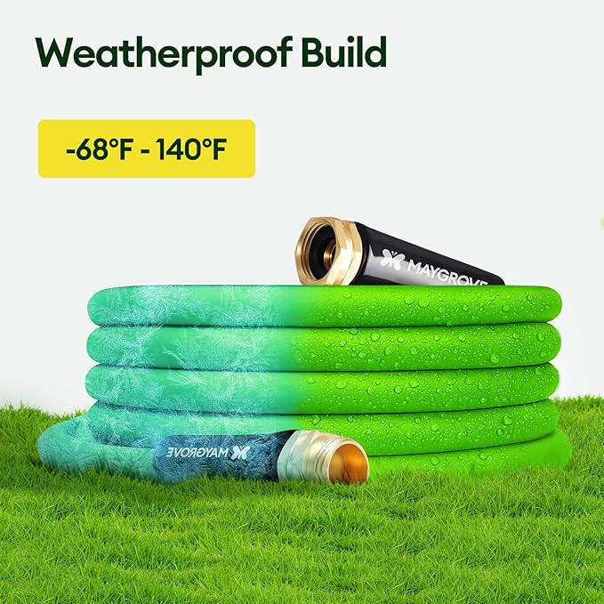 Maygrove 25 ft Garden Hose, 5/8 in ID, Heavy-Duty, Leakproof, Kink-Resistant Water Hose with Swivel Brass Fittings, 600 PSI Burst Rating, Ideal for Car Wash & Lawn Watering