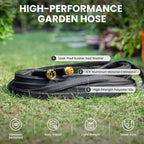 Giraffe Tools Garden Hose 100FT Lightweight Lay Flat Water Hose Kink Free Flexible Hose with 9 Spray Function Nozzle（Black）