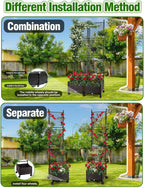 Kalolary 170CM Raised Garden Bed with Metal Trellis, Large Plastic Planter Box with Drainage Hole on Wheels Tomato Planters Climbing Trellis Outdoor Indoor for Climbing Plants Vegetable Flowers Vine