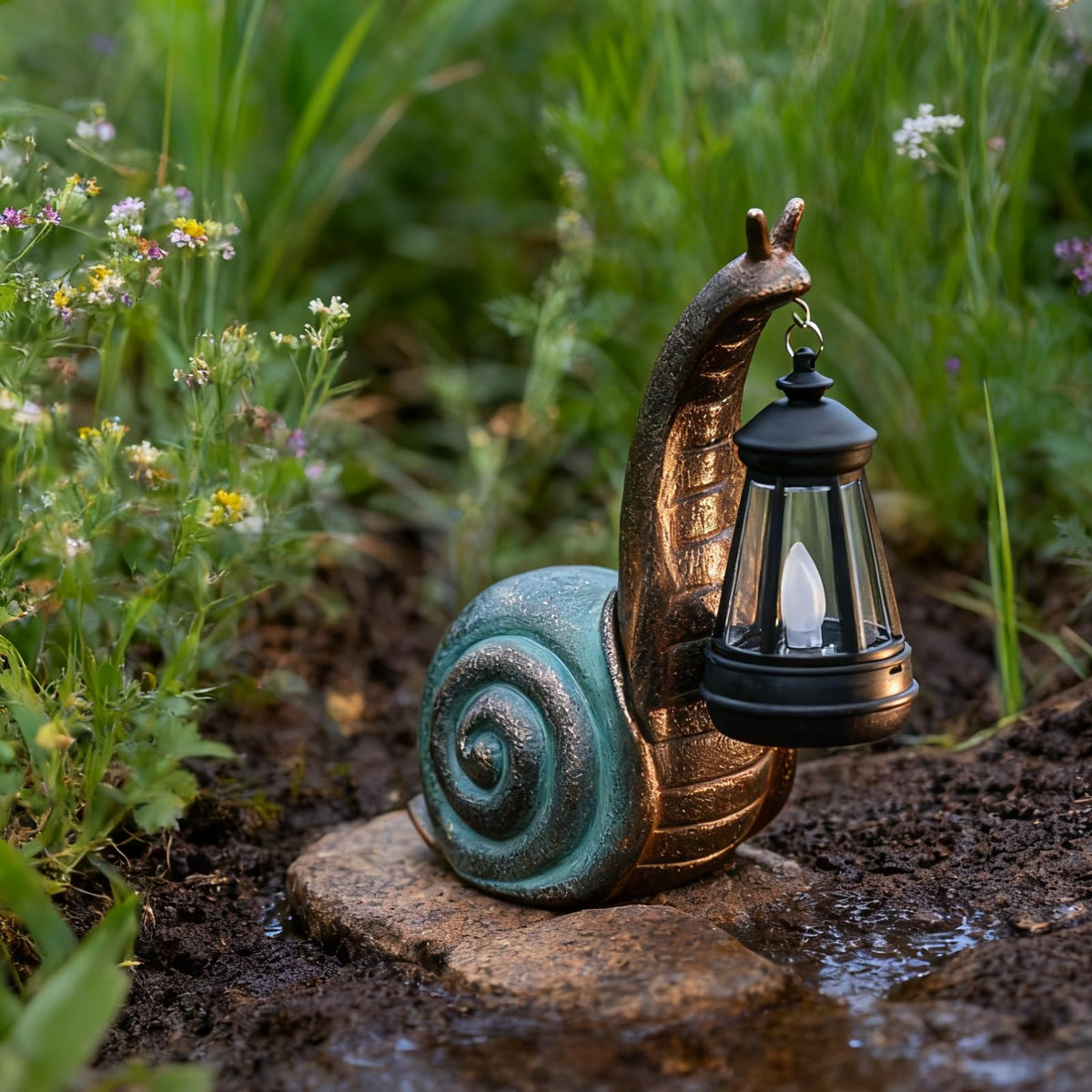 QZJDDZSW Solar Garden Snail Statue,Lawn Decor Statue for Patio, Balcony, Yard Ornament - Mothers Day Gifts for Mom Grandma Women