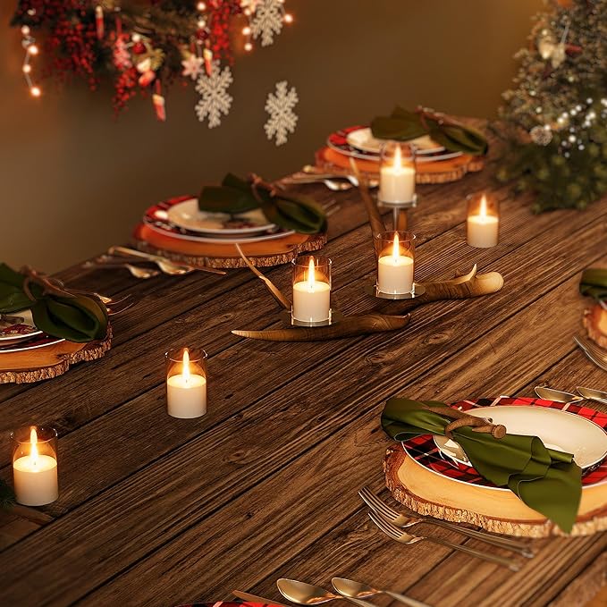 6Pack Flickering Flameless LED Candles with Remote & Timer, Battery Powered - Small Pillar & Votive, Clear (2"X3")