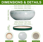 Succulent Pots - 6 Inch Ceramic Pots for Succulent Indoor Outdoor, Small Plant Pot with Drainage Hole and Saucer, Bonsai Pot, Modern Round Planter, Window Decor, Housewarming Gifts, Green