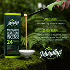 Murphy’s Naturals Mosquito Repellent Incense Sticks, 24 Count, DEET Free Insect Repellent with Citronella for Outdoor Yard, 2.5+ Hours per Stick
