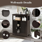 GLACER Bathroom Floor Cabinet, Wooden Storage Cabinet with Double Shutter Doors & 3-Position Adjustable Shelf, Side Storage Organizer, 23.5 x 12 x 31.5 inches (Espresso)
