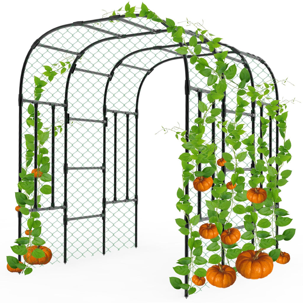 Trellume Garden Arch Trellis - 69" L*71" W*87" H, Rust-Proof Grape Trellis with Thickened Steel 20MM Pipe, Garden Arch Trellis for Climbing Plants Outdoor, Tunnel Trellis for Cucumber, Pumpkin, Melon