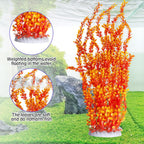 Hamiledyi Aquarium Plastic Plants Aquarium Decor Artificial Fish Tank Plants,Tall Fish Tank Decorations, Extra Large Aquarium Plant 23.6-inch Tall,2PCS（Orange Style B）