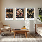Cyebmo William Morris Wall Art, Vintage Floral Wall Decor, Dark Botanical Art Prints, Butterfly Bee Dragonfly Nature Artwork for Living Room Bedroom Bathroom Wood Framed Ready to Hang 12"x16"x3