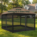 Gazebo Universal Replacement Mosquito Netting, Upgrade 12' x 14' Outdoor Canopy Net Screen 4-Panel Sidewall Curtain, with Zippers, Easy to Install, Fit for Most Gazebo 12x14 Canopy, Black