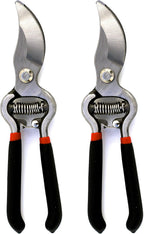 Garden Guru Classic Bypass Pruning Shears Clippers – Heavy Duty Forged Steel Garden Pruners – Safety Lock – Non Slip Comfort Grips – Cuts up to 1” – Professional Bypass Pruners for Gardening (2 Pack)