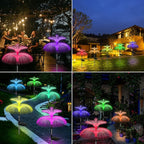 Weepong Solar Garden Lights 3 Pack New Upgraded Solar Lights Outdoor Waterproof 7 Color Changing Double Jellyfish and Star Flower Garden Decor Yard Lawn Christmas Outdoor,Gifts for Mother's Day Women