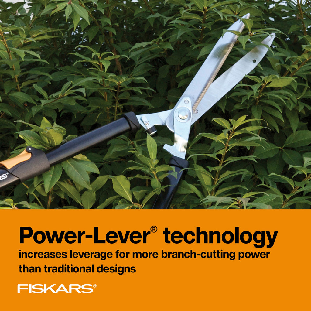 Fiskars 25"-33" Power-Lever Extendable Garden Hedge Shears, 10” Blades