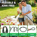 Garden Hose 50 ft Water Hose Flexible Non-Expandable Outdoor Heavy Duty Lightweight Leakproof Kink-free flex Watering Hose Pipe with Nozzl for 3/4 inch Fitting Yard Lawn Outside Car Wash
