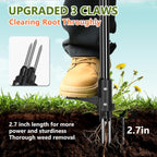 SHANTRA Weed Puller Tool, 3-Claw Stand Up Weed Puller Tool with Long Handle, Garden Weeder Puller Heavy Duty Stand Up Weeder, Weeding Tool for Lawn, Yard, Garden, Crabgrass, Dandelion Picker