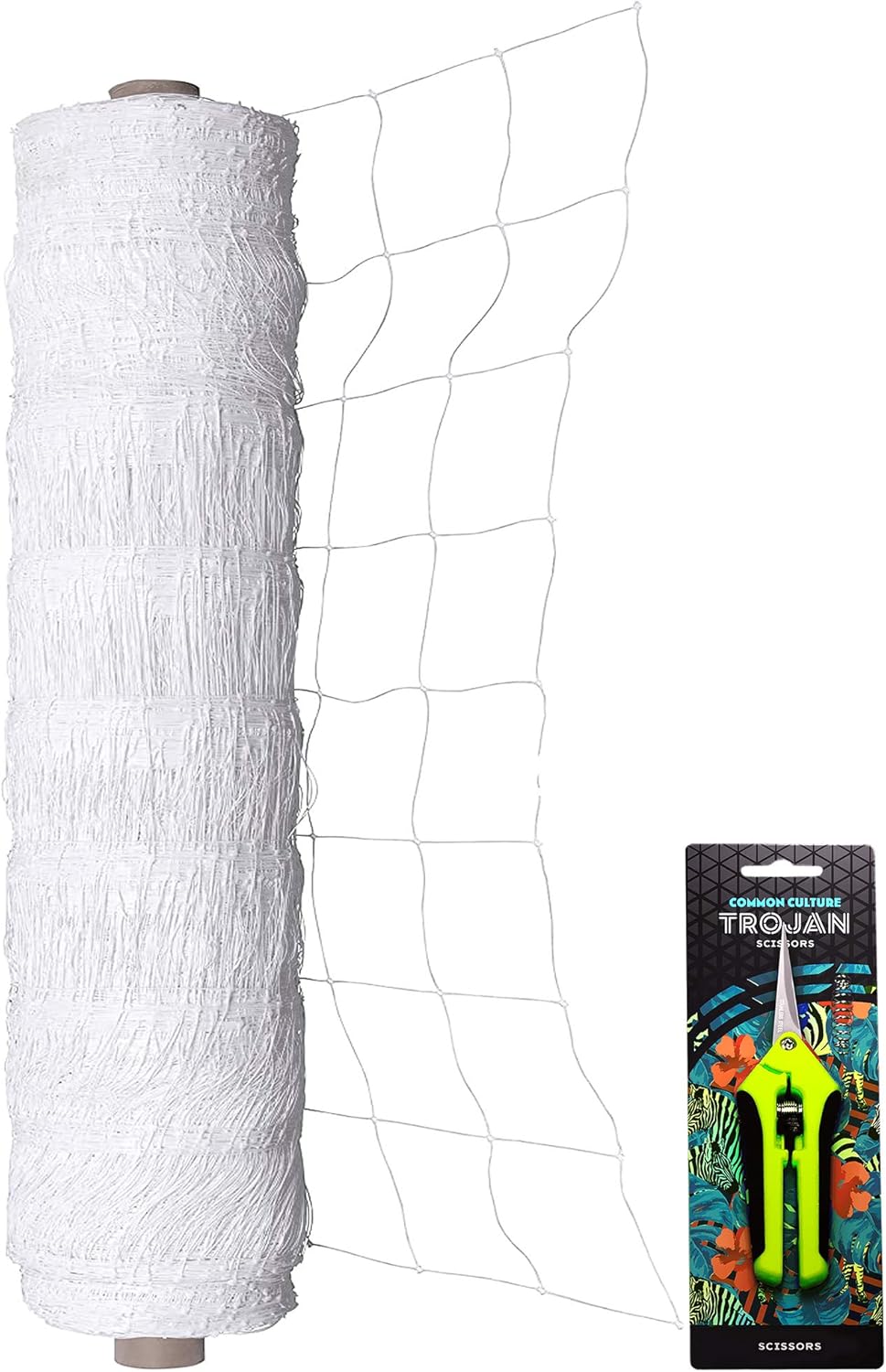 COMMON CULTURE Professional Grade Trellis Netting Bulk Roll, 5 x 4920 ft (60" x 4920' | 1.52m x 1500m), 6' (15 cm) Squares Heavy Duty Scrog Net with Scissors