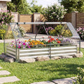 S AFSTAR Raised Garden Bed with Cover, 6FT x 3FT x 3FT Galvanized Bottomless Garden Bed with Greenhouse, Dual 2-Tier Roll-Up Windows, Easy Venting & Watering, Outdoor Metal Planter Box Kit with Cover