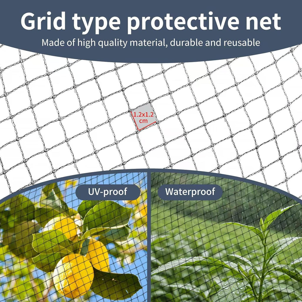 Koi Fish Pond Netting Shield 14ft x 14ft, Black Heavy Duty Pool Leaf net Cover, Protects Garden Pond from Heron, Birds,Cats & Predators Away, Durable & Stakes Included (Black)