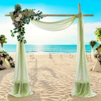 MDS Halloween Chiffon Draping Fabric - 2 Panel, 30" Wide x 75ft Long - Sheer Spooky Arbor & Canopy Drapery for Haunted House Backdrops, Party Ceilings, DIY Costumes & Themed Events - Sage Green
