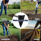Extra-Sharp Triangular Hoe - Heavy Duty Gardening & Construction Tool with 15"-60" Adjustable Stainless Steel Pole, Detachable Design for Digging, Weeding, Trenching