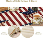 4th of July Table Runner, Patriotic Independence Day American Stars Stripes Flag Print Table Runner for Farmhouse Kitchen Dining Holiday Birthday Party, 13x90inch