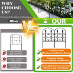 QIAOKAIYAN 24in(H) x 10.83ft(L) Decorative Garden Fence - Tall Garden Fence Animal Barrier 10 Pack Metal Fence Border Black No Dig Fence Panels Garden Fencing Border for Landscape Patio Yard Outdoor