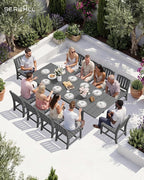 SERWALL Outdoor Dining Chairs Set of 2, All-Weather HDPE Patio Armless Chairs, Grey