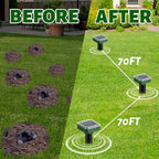 Mole Repellent Solar Powered 10 Pack, Ultrasonic Gopher Vole Deterrent Stakes for Yard & Garden, IP44 Waterproof Snake Repellent Outdoor, Effective Sonic Spikes for Groundhog, Skunk & Rodent Control