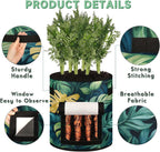Green Leaves Plant Grow Bags 7 Gallon Thickened Nonwoven Plant Pot Flowers Vegetable Potato Fruit Plant Grow Bag with Handle Garden Plant Bag Outdoor 2 Pack