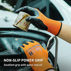 MANUSAGE Safety Work Gloves Nitrile For Men and Women, with Touchscreen Fingers, Men's Work Gloves with Grip, Mechanics Gloves (Size XL, Orange, 3-pairs)
