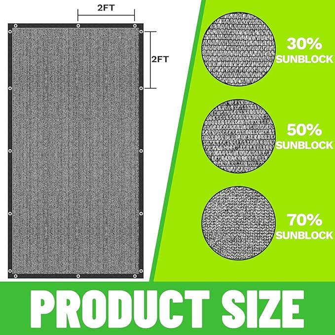 ColourTree 70% Black Shade Cloth Custom Size 7FT x 24FT Mesh Tarp, UV Resistant Netting with Upgrade Grommets for Plant Cover, Greenhouse, Chicken Coop, Barn, Kennel, Garden. (We Make Custom Size)