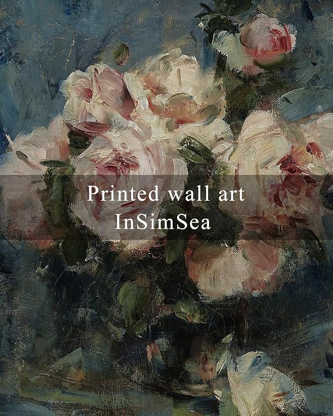 InSimSea Framed Wall Art for Living Room Roses in Vase Canvas Flower Art Home Valentine Decor Boho Wall Pictures Vintage Botanical Art Mid Century Floral Wall Decor Farmhouse Kitchen Bathroom 8x10in