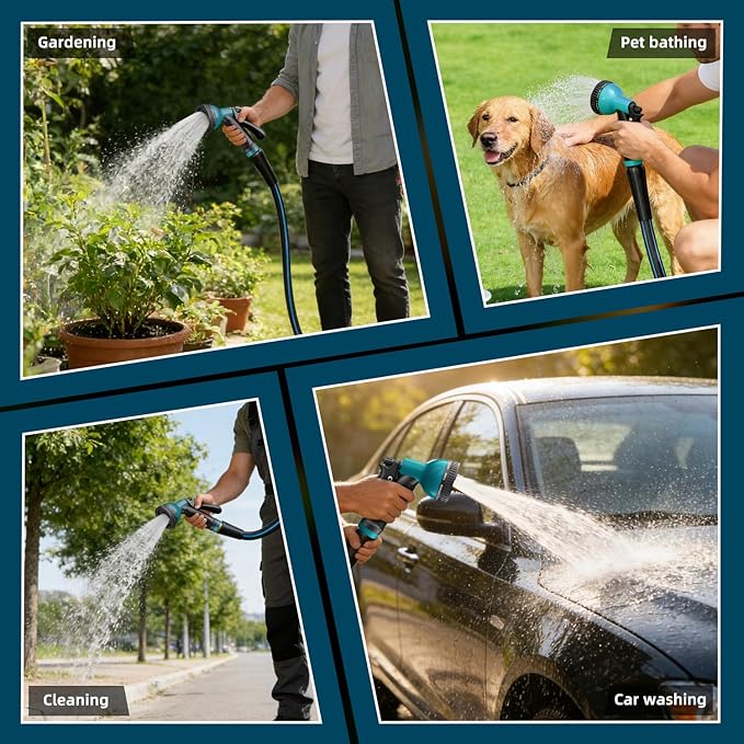 Short Garden Hose 5FT: Water Hose with Sturdy Brass Fittings - Flexible Lightweight Portable Leakproof Hose 5/8" - Hybrid Rubber Portable Hose for Garden, Car Washing, and Outdoor Cleaning