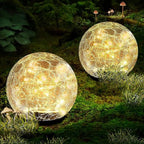 Coroor Garden Solar Ball Lights Outdoor Waterproof, 50 LED Cracked Glass Globe Solar Power Ground Lights for Path Yard Patio Lawn, Christmas Decoration Landscape Warm White(2 Pack 4.7'')