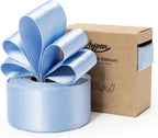 Blue Satin Ribbon Double-Faced Wired Ribbons for Gift Wrapping Flower Bouquet Bows Wedding Invitation Christmas Decor Crafts 1-1/2 Inch 10 Yards