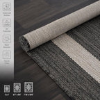 CAMILSON Outdoor Rug 8x10,Modern Outside Rugs for Patios Porches Waterproof Durable Washable Non-Shedding, Easy-to-Clean Indoor Outdoor Area Carpet (8 x 10, Bordered - Dark Gray/Light Gray)