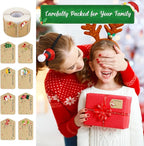 Zonon 720 Pieces Self Adhesive Christmas Gift Tag Xmas Kraft Name Tags Natural Kraft Xmas Stickers Paper Tags Labels for Christmas Decoration(Classic Style)