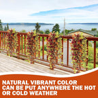 6 Pcs Artificial Fall Hanging Flowers Outdoor Silk Mum Plants Autumn Decor Faux Violet with Eucalyptus Realistic UV Resistant Trailing Vine Thanksgiving Porch Yard(Retro Color,Violet)